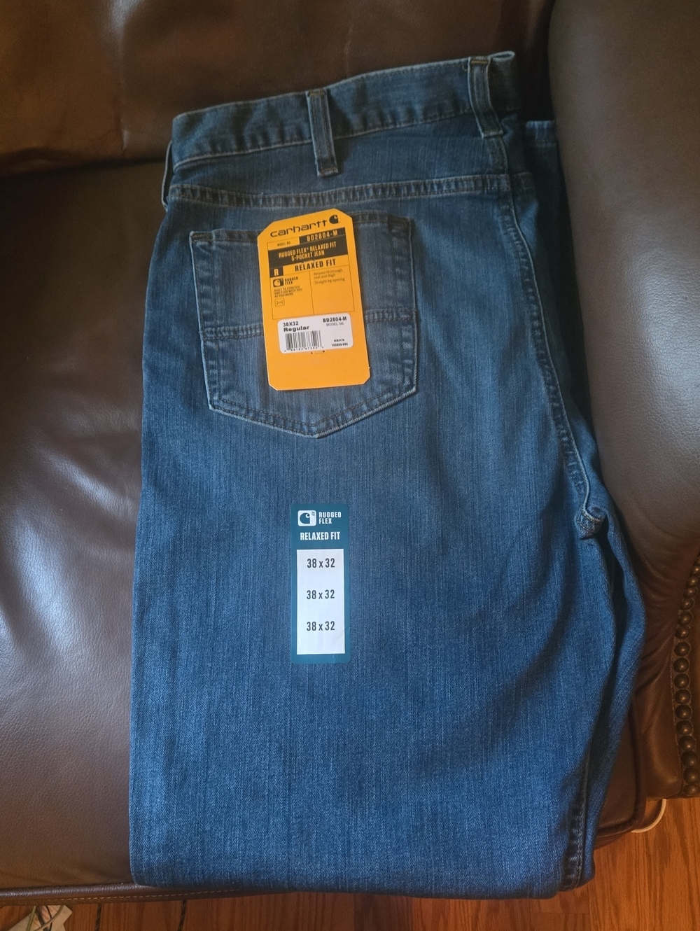 Carhartt Men's Relaxed Fit Dark Blue Jeans 38 X 32